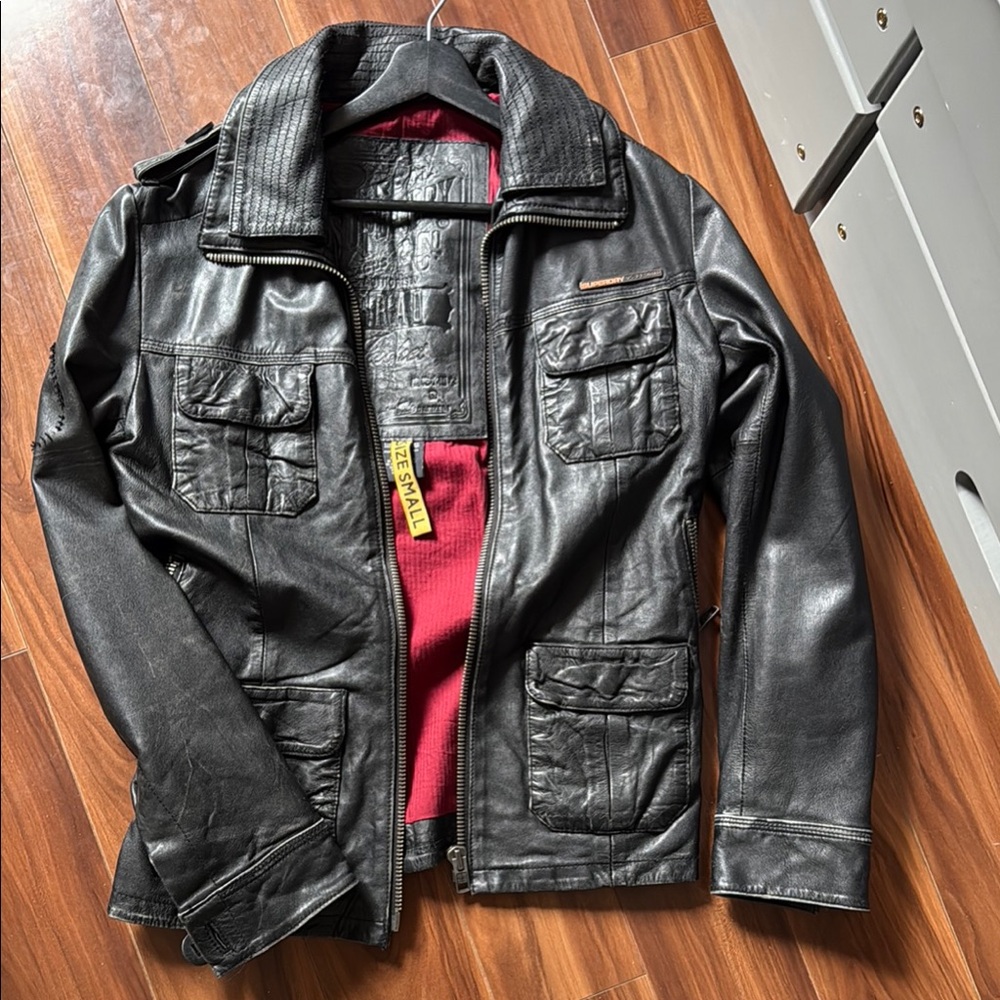Superdry Black Leather Field Jacket